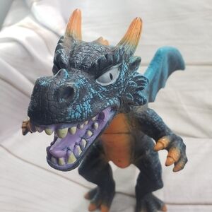 Blue Orange Dragon 11.5 Inch Soft Rubber Toy 2018 Open Mouth